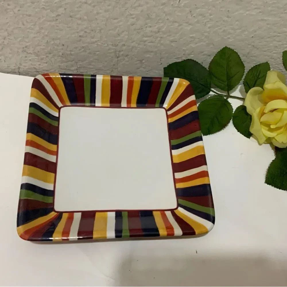 Pampered Chef Simple Additions Striped Square 7" Serving Dish/Plate A10
